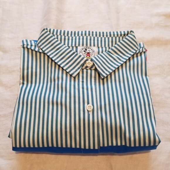 Mickey & Co Button Up Long Sleeve Shirt Striped w/ Mickey & Goofy - Size L NWT - Picture 3 of 4